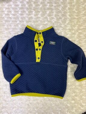 L.L. Bean Navy Quilted Pullover with Lime Trim (Toddler)